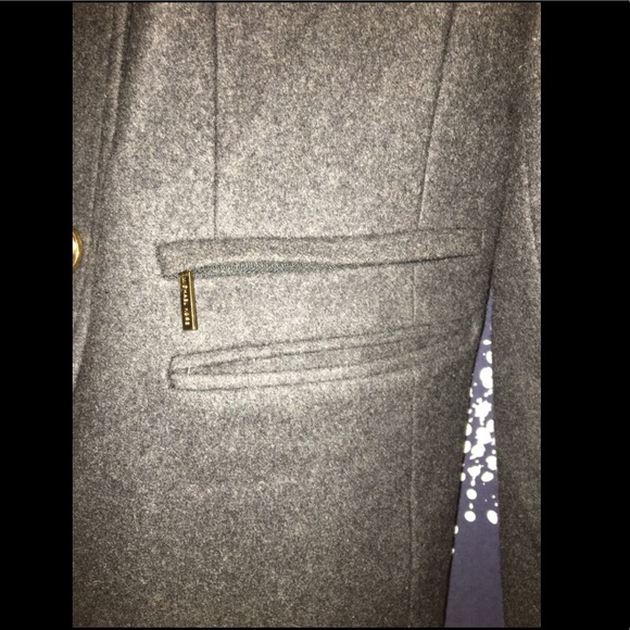 Gray Michael Kors Long Pea Coat with Gold hardware - Picture 3 of 8